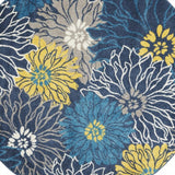 4' Blue Round Floral Power Loom Area Rug - Homeroots