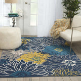 5' X 7' Blue Floral Power Loom Area Rug - Homeroots - Flyclothing LLC