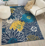 5' X 7' Blue Floral Power Loom Area Rug - Homeroots - Flyclothing LLC