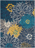 5' X 7' Blue Floral Power Loom Area Rug - Homeroots