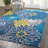 7' X 10' Blue Floral Power Loom Area Rug - Homeroots - Flyclothing LLC