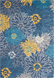 7' X 10' Blue Floral Power Loom Area Rug - Homeroots