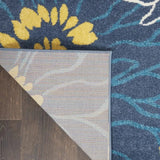 8' X 10' Blue Floral Power Loom Area Rug - Homeroots