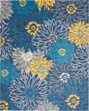 8' X 10' Blue Floral Power Loom Area Rug - Homeroots