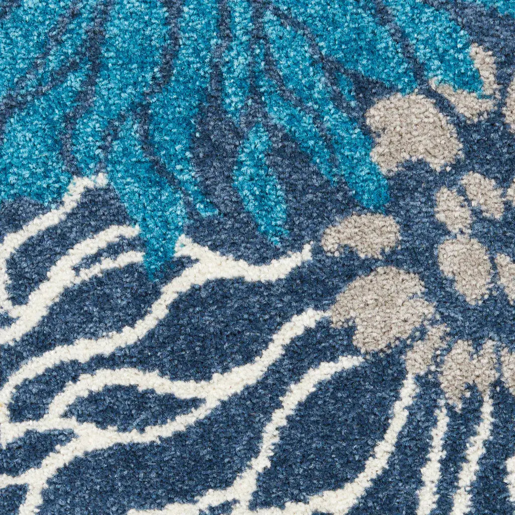 8' Blue Round Floral Power Loom Area Rug - Homeroots - Flyclothing LLC