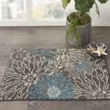 2' X 3' Blue And Gray Floral Power Loom Area Rug - Homeroots - Flyclothing LLC