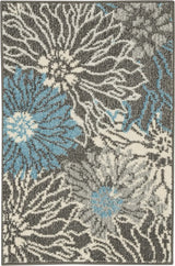 2' X 3' Blue And Gray Floral Power Loom Area Rug - Homeroots - Flyclothing LLC