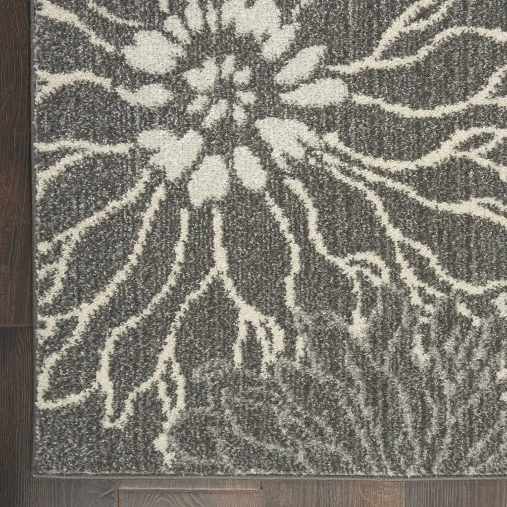 2' X 3' Blue And Gray Floral Power Loom Area Rug - Homeroots - Flyclothing LLC