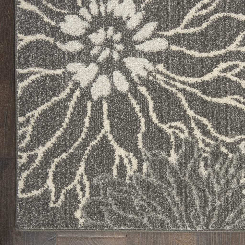 6' Blue And Gray Floral Power Loom Runner Rug - Homeroots - Flyclothing LLC