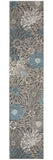 10' Blue And Gray Floral Power Loom Runner Rug - Homeroots - Flyclothing LLC