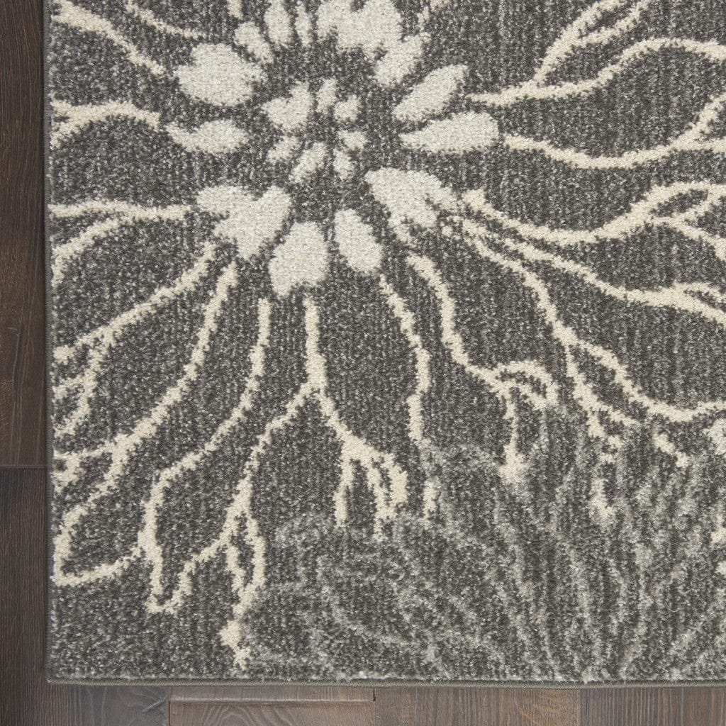 10' Blue And Gray Floral Power Loom Runner Rug - Homeroots - Flyclothing LLC