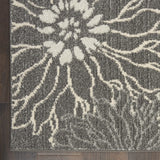 10' Blue And Gray Floral Power Loom Runner Rug - Homeroots