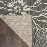 10' Blue And Gray Floral Power Loom Runner Rug - Homeroots