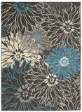 4' X 6' Blue And Gray Floral Power Loom Area Rug - Homeroots