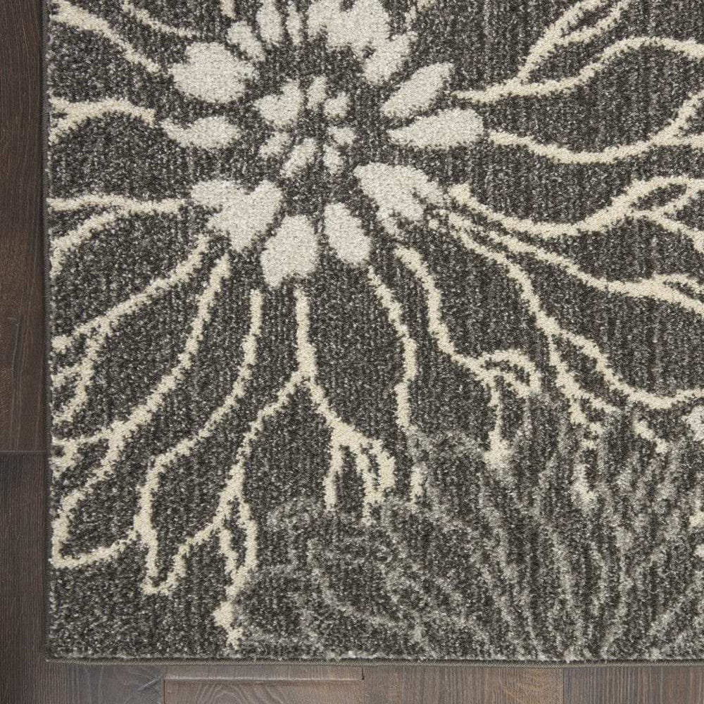 4' X 6' Blue And Gray Floral Power Loom Area Rug - Homeroots - Flyclothing LLC