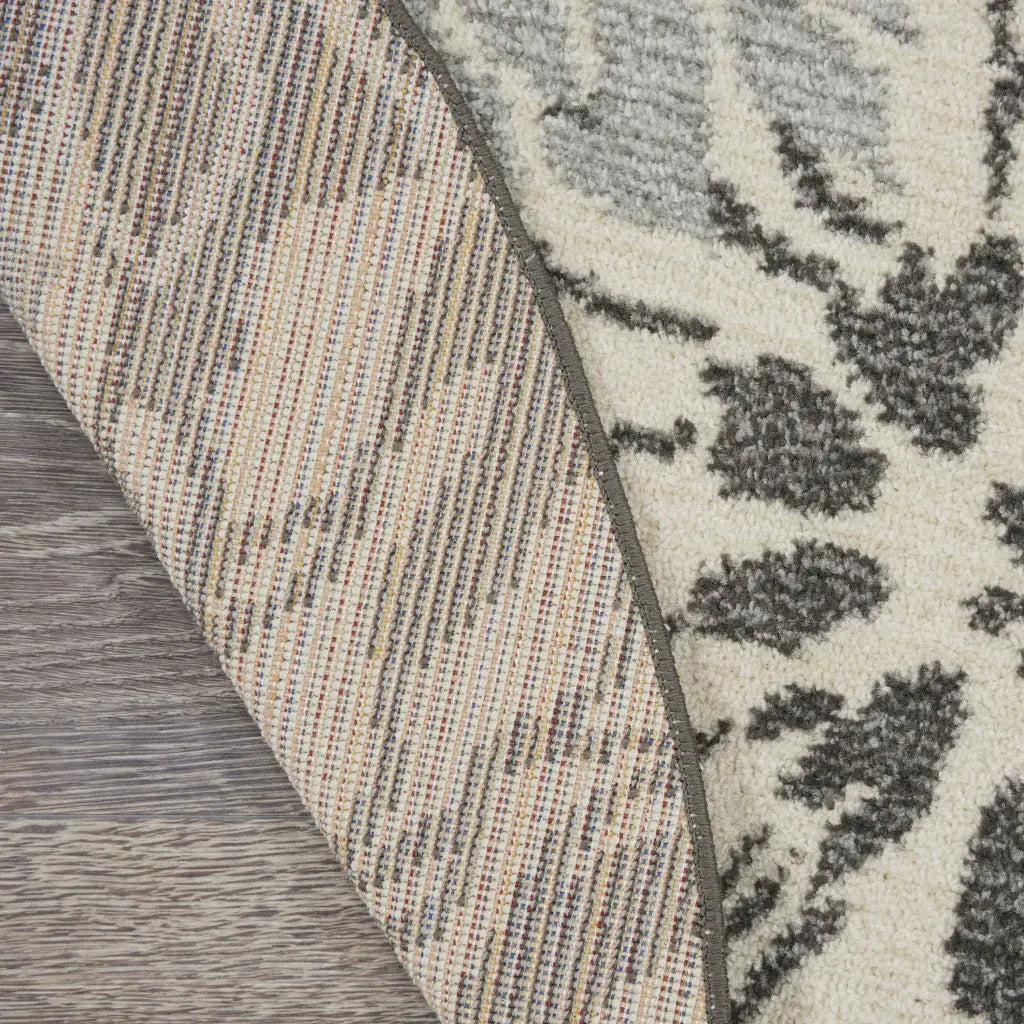 4' Blue And Gray Round Floral Power Loom Area Rug - Homeroots - Flyclothing LLC