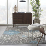 5' X 7' Blue And Gray Floral Power Loom Area Rug - Homeroots - Flyclothing LLC