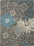 5' X 7' Blue And Gray Floral Power Loom Area Rug - Homeroots