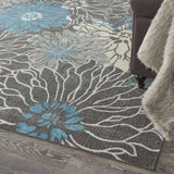 8' X 10' Blue And Gray Floral Power Loom Area Rug - Homeroots - Flyclothing LLC