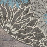 8' Blue And Gray Round Floral Power Loom Area Rug - Homeroots - Flyclothing LLC