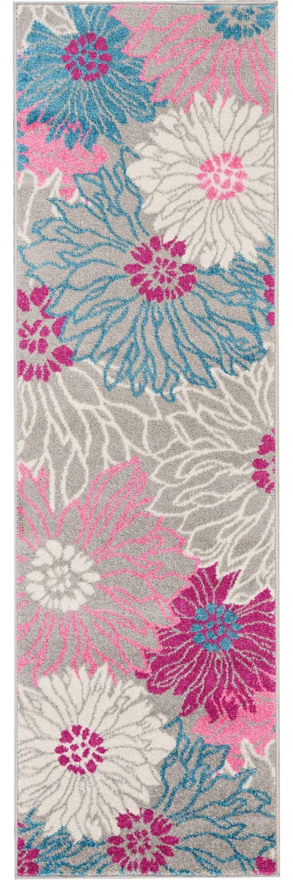 6' Gray Floral Dhurrie Runner Rug - Homeroots - Flyclothing LLC