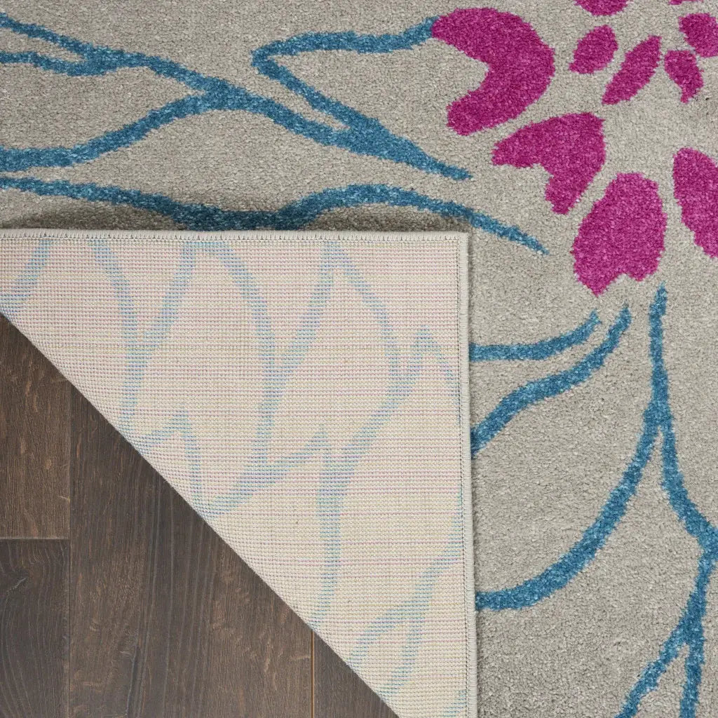 6' Gray Floral Dhurrie Runner Rug - Homeroots - Flyclothing LLC