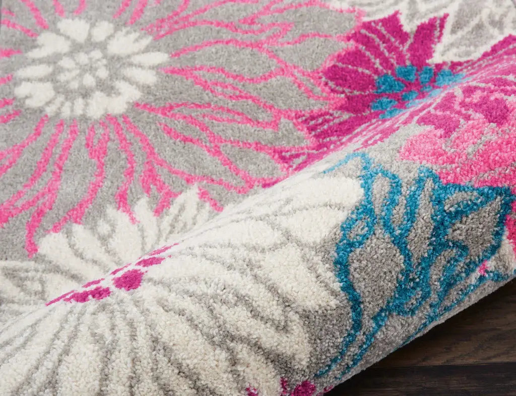 6' Gray Floral Dhurrie Runner Rug - Homeroots - Flyclothing LLC