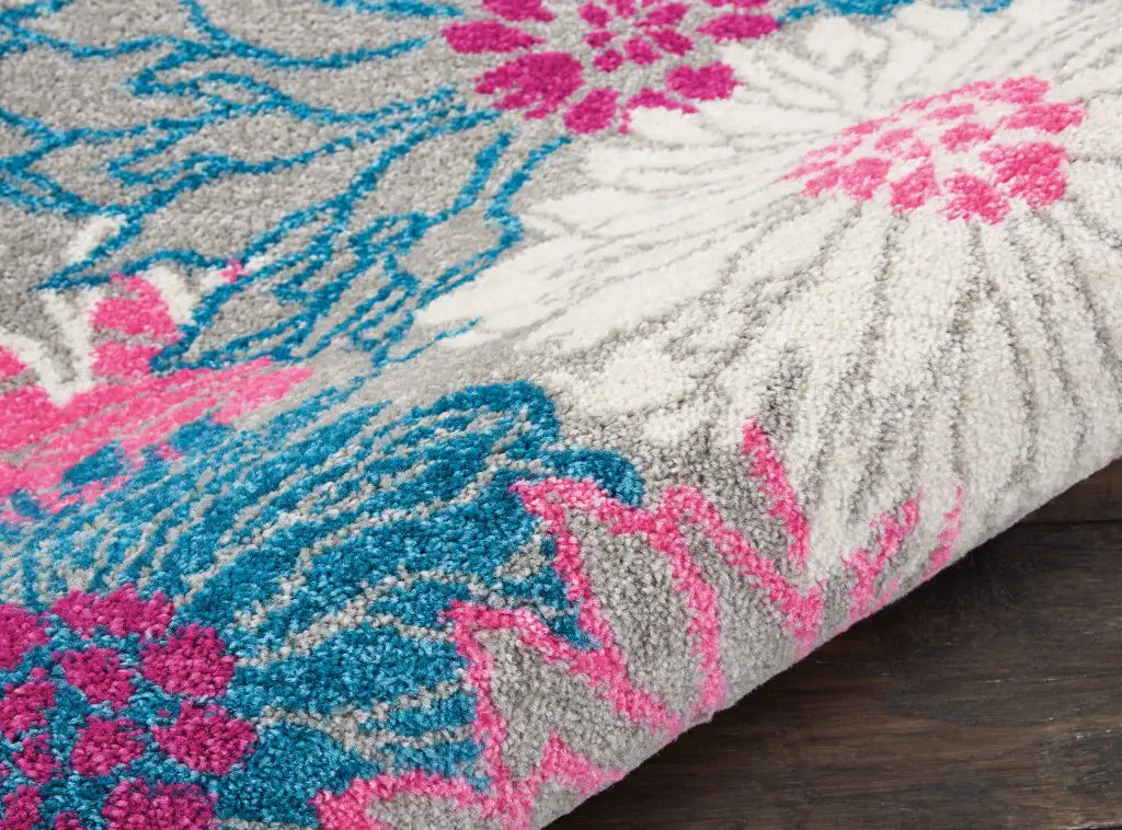 2' X 3' Gray Floral Power Loom Area Rug - Homeroots - Flyclothing LLC