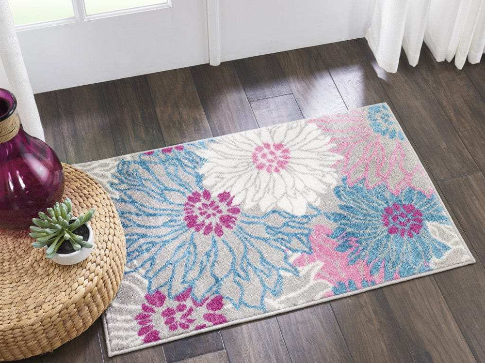2' X 3' Gray Floral Power Loom Area Rug - Homeroots - Flyclothing LLC