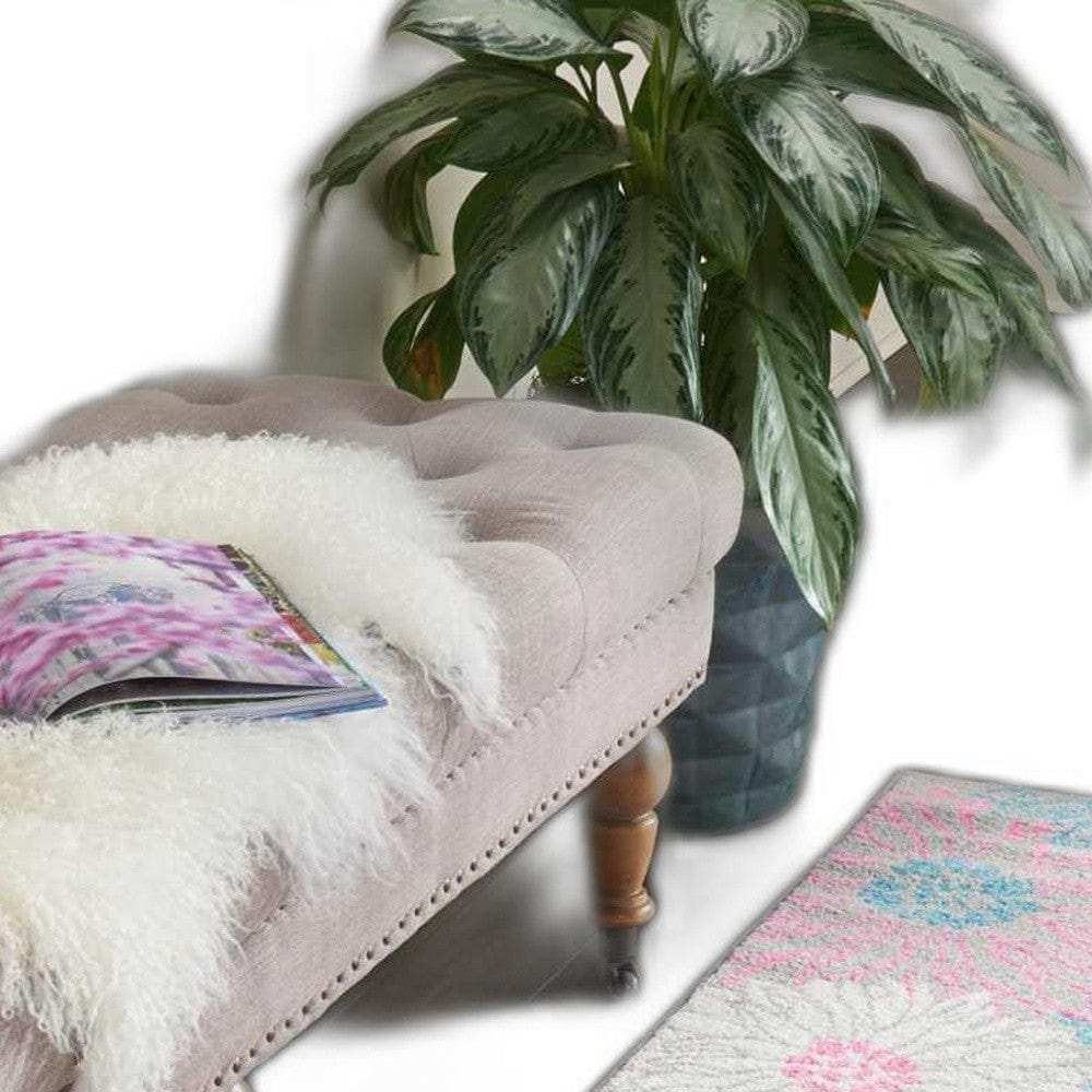 8' Gray Floral Dhurrie Runner Rug - Homeroots - Flyclothing LLC