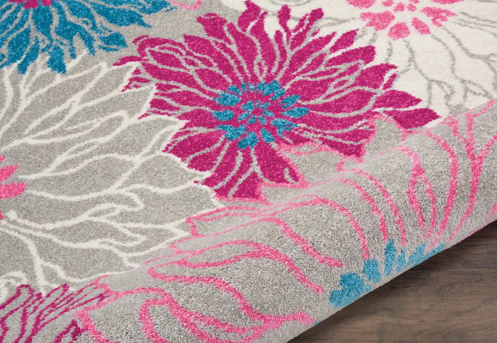 4' X 6' Gray Floral Dhurrie Area Rug - Homeroots - Flyclothing LLC