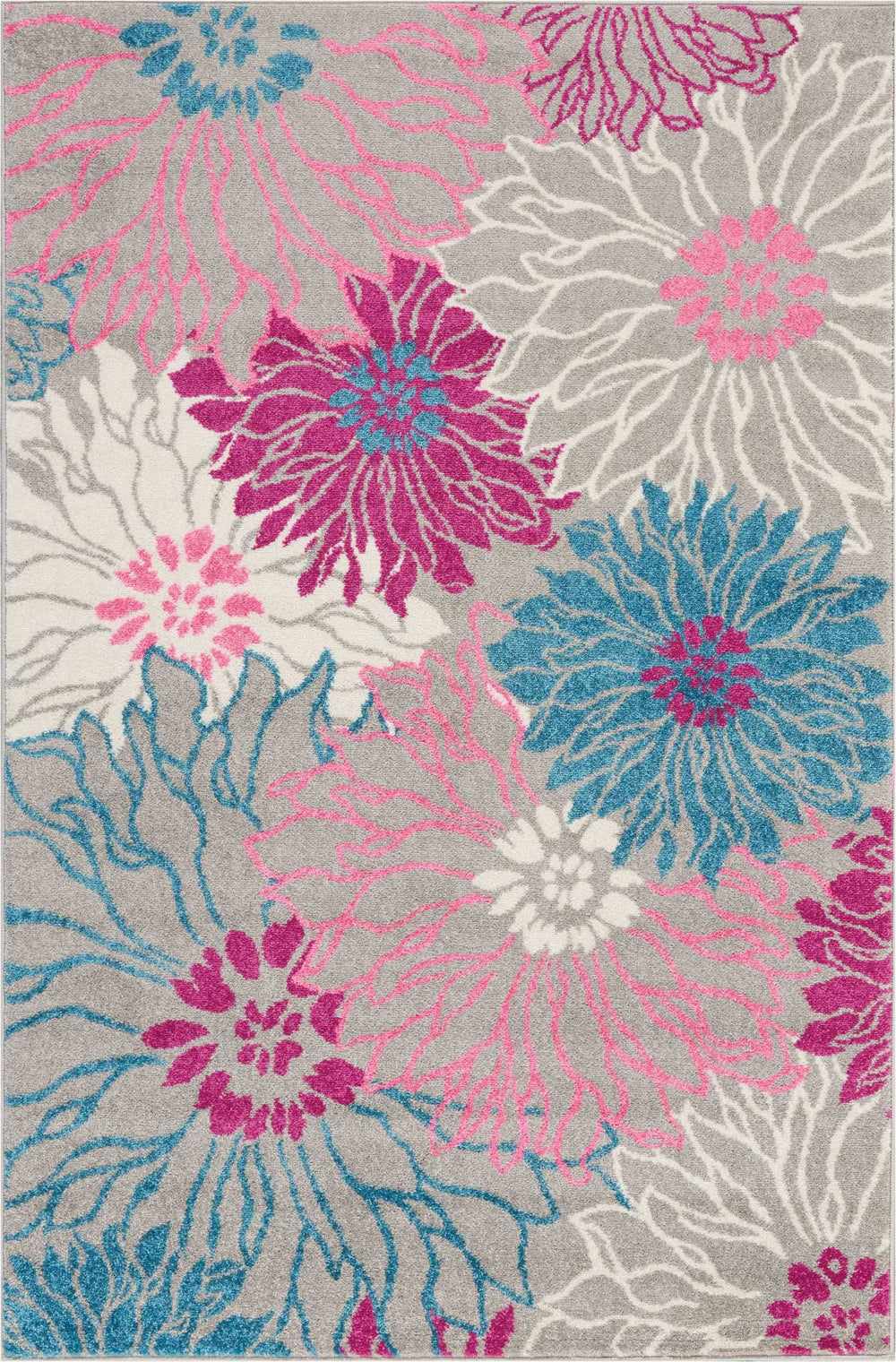 4' X 6' Gray Floral Dhurrie Area Rug - Homeroots
