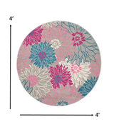 4' Gray Round Floral Dhurrie Area Rug - Homeroots - Flyclothing LLC