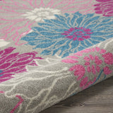 5' Gray Round Floral Dhurrie Area Rug - Homeroots - Flyclothing LLC