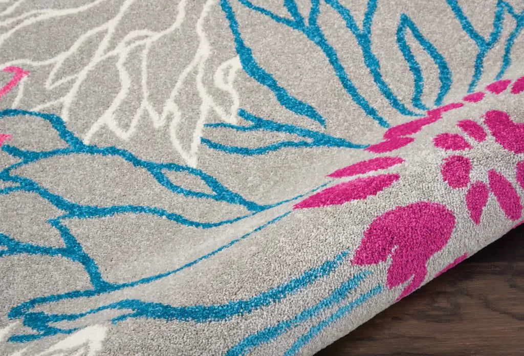 7' X 10' Gray Floral Dhurrie Area Rug - Homeroots - Flyclothing LLC