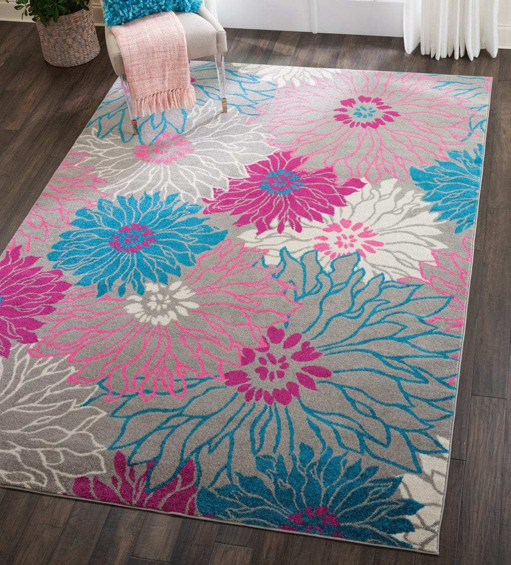 7' X 10' Gray Floral Dhurrie Area Rug - Homeroots - Flyclothing LLC