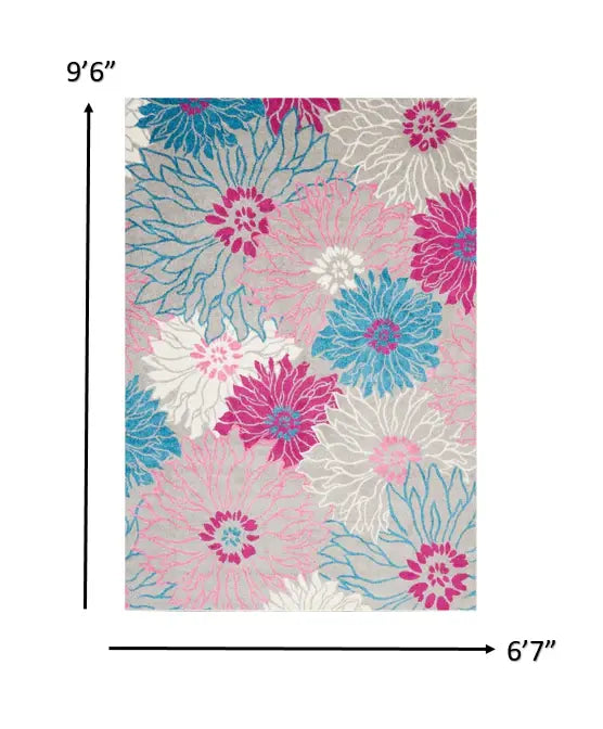 7' X 10' Gray Floral Dhurrie Area Rug - Homeroots - Flyclothing LLC