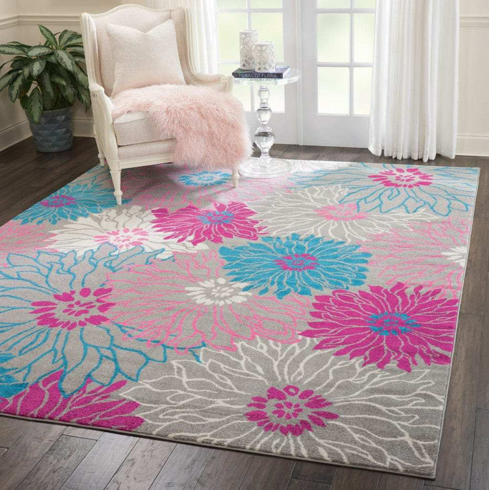 8' X 10' Gray Floral Dhurrie Area Rug - Homeroots - Flyclothing LLC