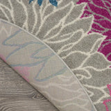 8' Gray Round Floral Dhurrie Area Rug - Homeroots - Flyclothing LLC
