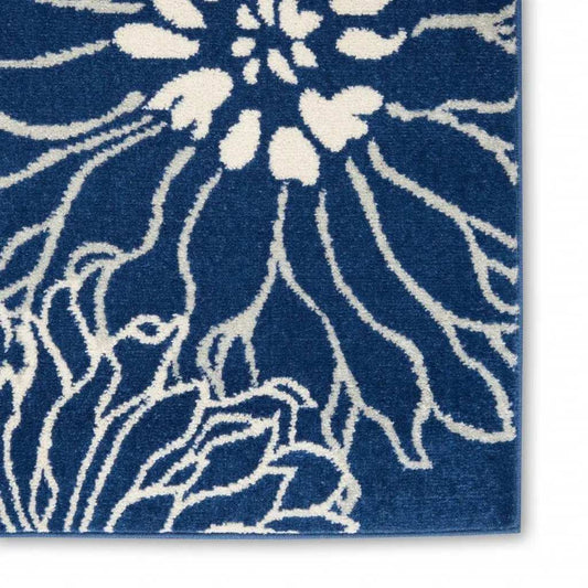 2' X 3' Blue And Ivory Floral Power Loom Area Rug - Homeroots - Flyclothing LLC
