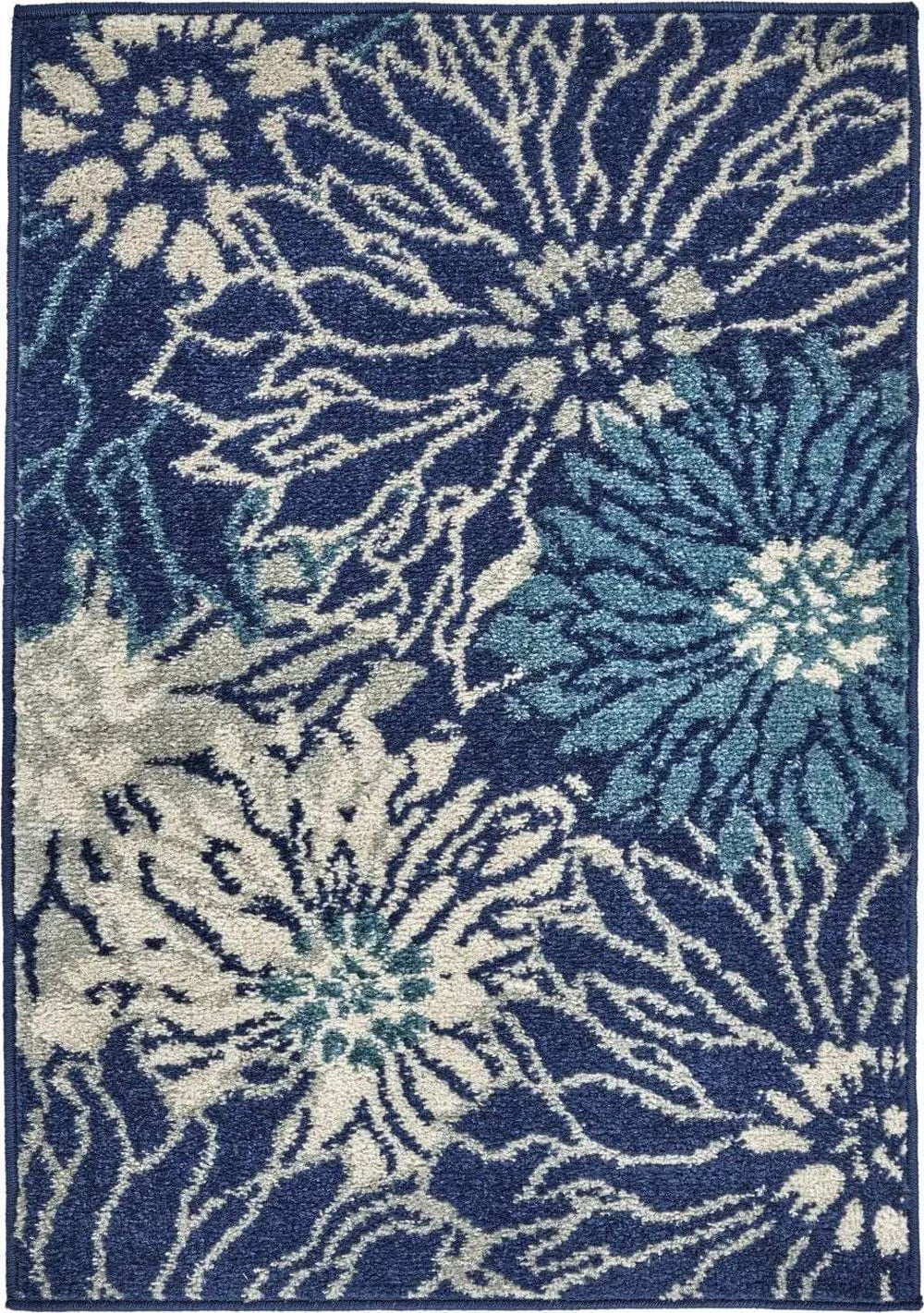 2' X 3' Blue And Ivory Floral Power Loom Area Rug - Homeroots - Flyclothing LLC