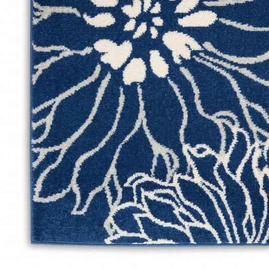 2' X 3' Blue And Ivory Floral Power Loom Area Rug - Homeroots - Flyclothing LLC