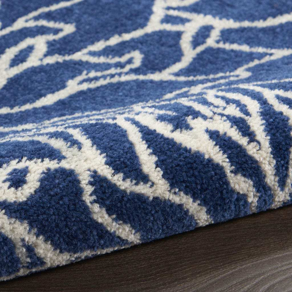 6' Blue And Ivory Floral Dhurrie Runner Rug - Homeroots - Flyclothing LLC