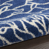 6' Blue And Ivory Floral Dhurrie Runner Rug - Homeroots