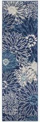 6' Blue And Ivory Floral Dhurrie Runner Rug - Homeroots