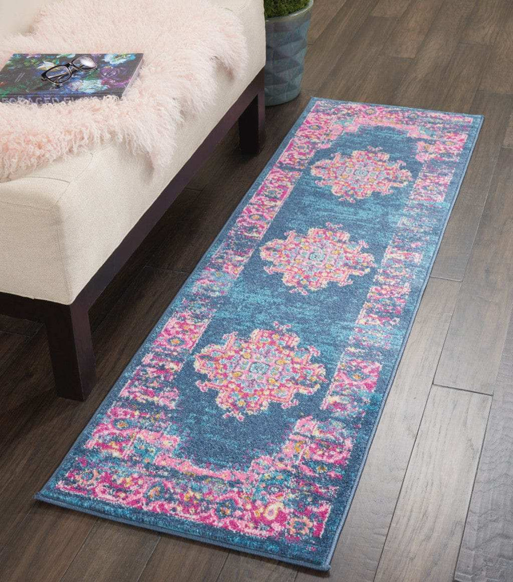 6' Blue Power Loom Runner Rug - Homeroots - Flyclothing LLC