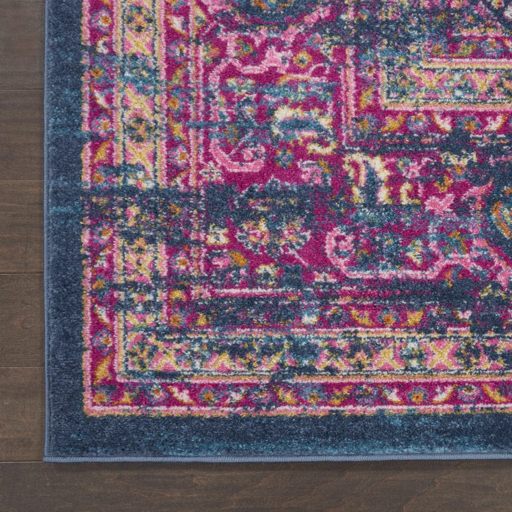 6' Blue Power Loom Runner Rug - Homeroots
