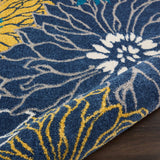 6' Blue Floral Power Loom Runner Rug - Homeroots