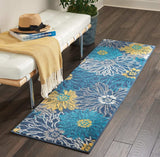 6' Blue Floral Power Loom Runner Rug - Homeroots - Flyclothing LLC
