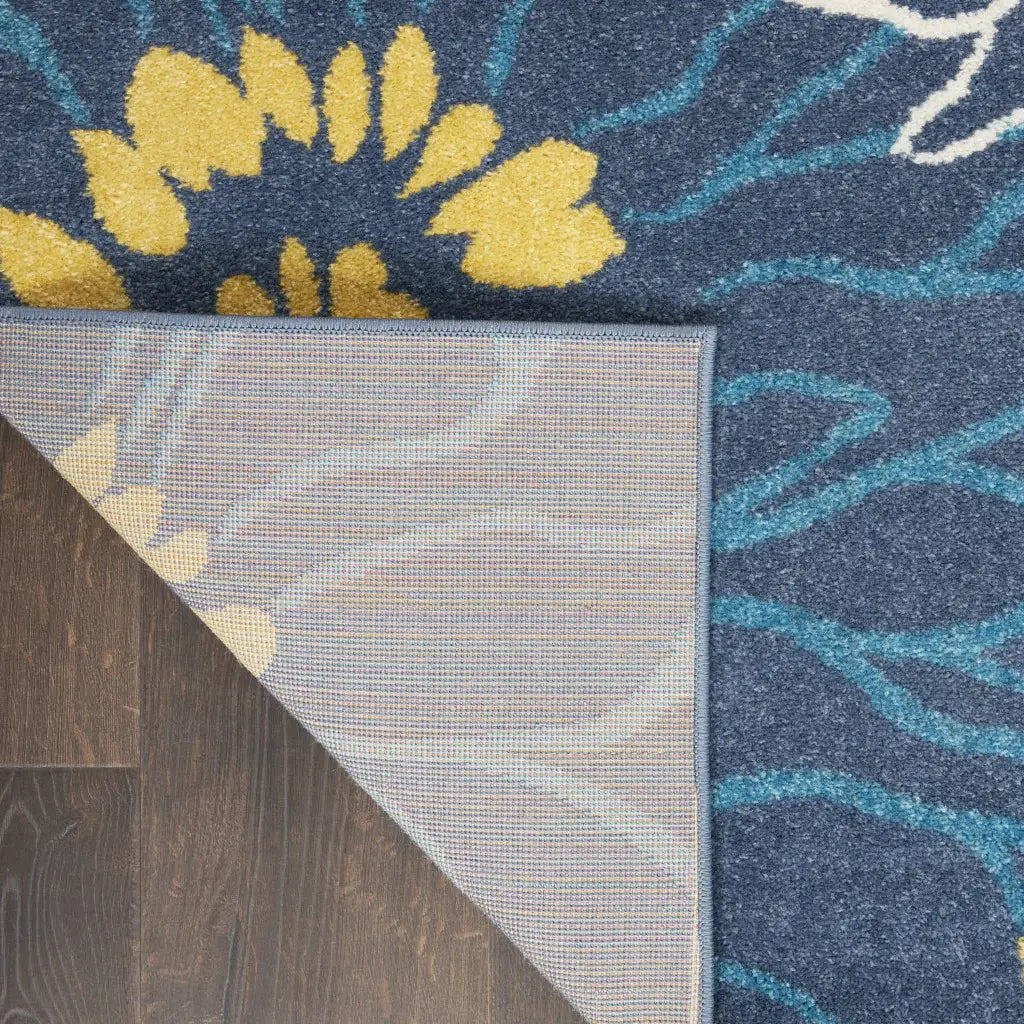 6' Blue Floral Power Loom Runner Rug - Homeroots - Flyclothing LLC